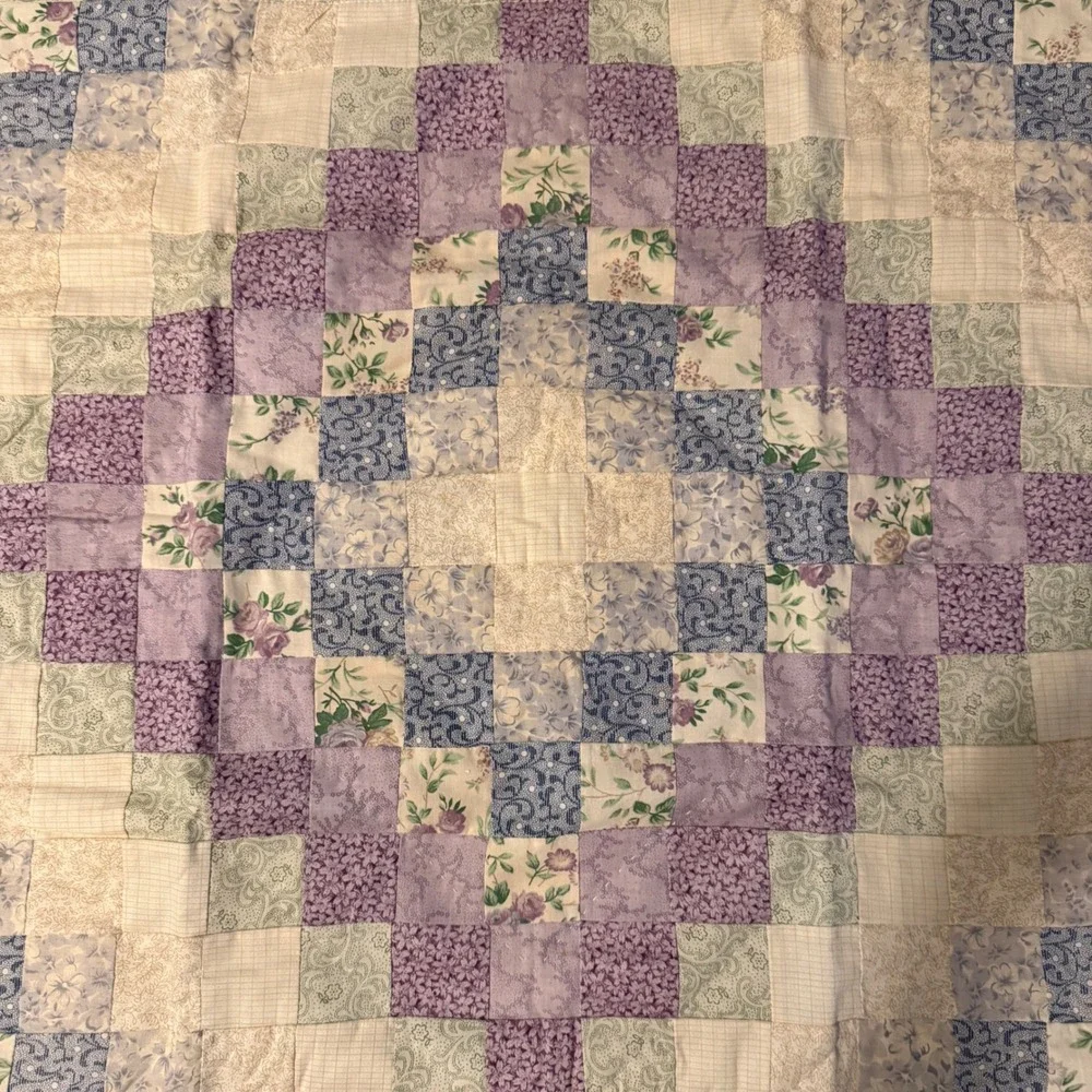 Pillow Sham Textile Handicrafts Quilted Purple Blue Floral 31 x 25